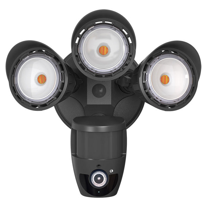 Westgate Manufacturing 3-Head 30W CCT Selectable 3000K/4000K/5000K Security Light With Camera WG App Black (SL-30W-MCT-BK-CAM)