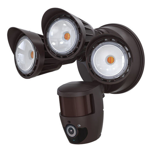 Westgate Manufacturing 3-Head 30W CCT Selectable 3000K/4000K/5000K Security Light With Camera WG App Bronze (SL-30W-MCT-BR-CAM)