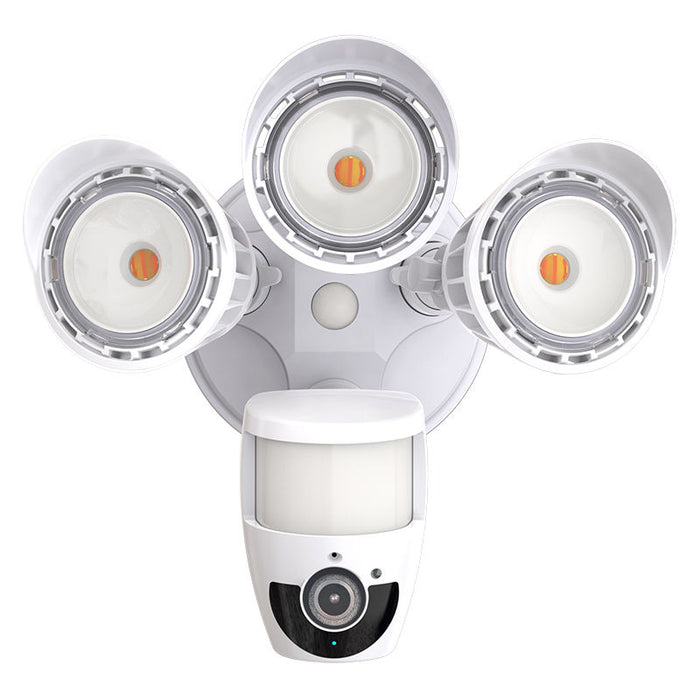 Westgate Manufacturing 3-Head 30W CCT Selectable 3000K/4000K/5000K Security Light With Camera WG App White (SL-30W-MCT-WH-CAM)