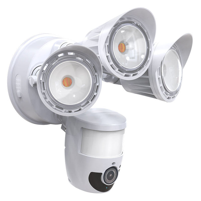 Westgate Manufacturing 3-Head 30W CCT Selectable 3000K/4000K/5000K Security Light With Camera WG App White (SL-30W-MCT-WH-CAM)