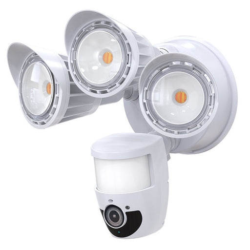 Westgate Manufacturing 3-Head 30W CCT Selectable 3000K/4000K/5000K Security Light With Camera WG App White (SL-30W-MCT-WH-CAM)