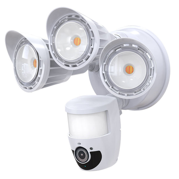 Westgate Manufacturing 3-Head 30W CCT Selectable 3000K/4000K/5000K Security Light With Camera WG App White (SL-30W-MCT-WH-CAM)