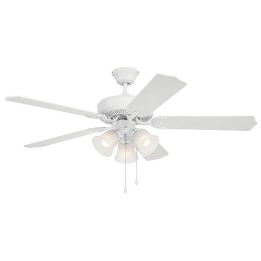 Westgate Manufacturing 52 Inch 5-Blade Ceiling Fan And Light 3 X 7W 3000K A15 Pull Chain White And White Blades (WFL-103-PC-5B-52-WH-WH)