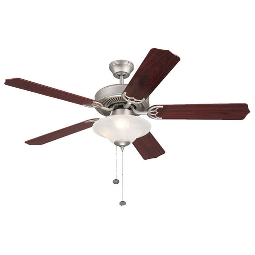 Westgate Manufacturing 52 Inch 5-Blade Ceiling Fan And Light 3 X 7W 3000K A15 Pull Chain Satin Nickel And Rosewood/Silver Oak Blades (WFL-105-PC-5B-52-SN-RWSO)