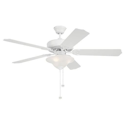 Westgate Manufacturing 52 Inch 5-Blade Ceiling Fan And Light 3 X 7W 3000K A15 Pull Chain White And White Blades (WFL-105-PC-5B-52-WH-WH)