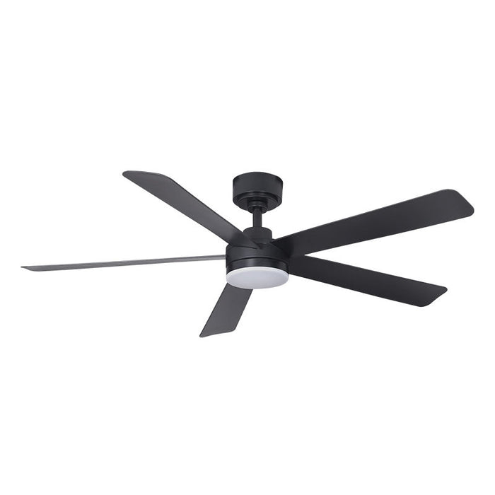 Westgate Manufacturing 52 Inch 5-Blade Ceiling Fan And Light CCT Selectable 3000K/3500K/4000K/5000K/6500K 18W Remote Matte Black Housing/Blades (WFL-DC-121-RC-5B-52-MCT5-BK-BK)