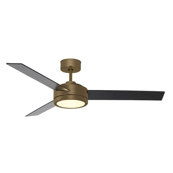 Westgate Manufacturing 52 Inch 3-Blade Ceiling Fan And Light CCT Selectable 3000K/3500K/4000K/5000K/6500K 18W Remote Gold Antique Housing/Reversible Blades (WFL-DC-125-RC-3B-52-MCT5-AZ-BK)