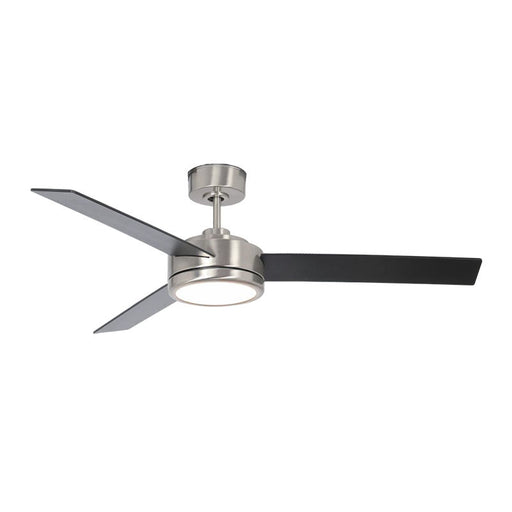 Westgate Manufacturing 52 Inch 3-Blade Ceiling Fan And Light CCT Selectable 3000K/3500K/4000K/5000K/6500K 18W Remote Brushed Nickel Housing/Reversible Blades (WFL-DC-125-RC-3B-52-MCT5-BN-BK)