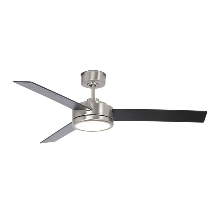 Westgate Manufacturing 52 Inch 3-Blade Ceiling Fan And Light CCT Selectable 3000K/3500K/4000K/5000K/6500K 18W Remote Brushed Nickel Housing/Reversible Blades (WFL-DC-125-RC-3B-52-MCT5-BN-BK)