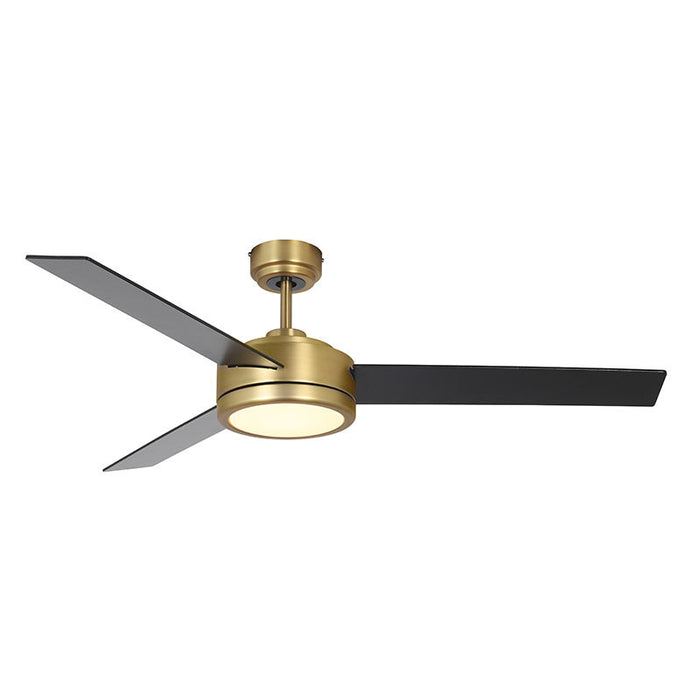 Westgate Manufacturing 52 Inch 3-Blade Ceiling Fan And Light CCT Selectable 3000K/3500K/4000K/5000K/6500K 18W Remote Gold Housing/Reversible Blades (WFL-DC-125-RC-3B-52-MCT5-GD-BK)
