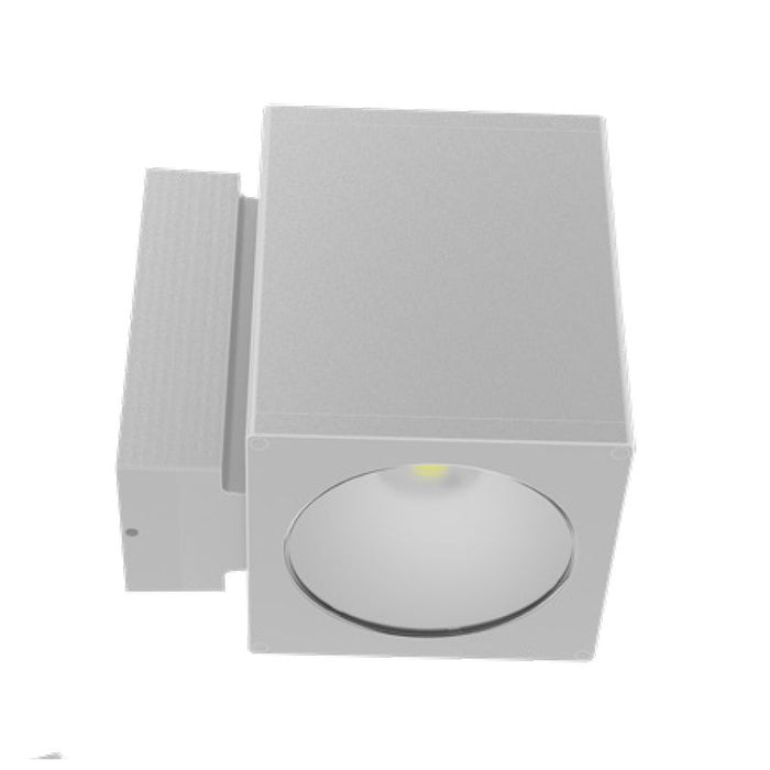 Westgate Manufacturing 8 Inch Square Outdoor Wall Cylinder Select Up And Down CCT Selectable 3000K/4000K/5000K 40W Silver (WMCS8-UDL-MCTD-SIL-D)