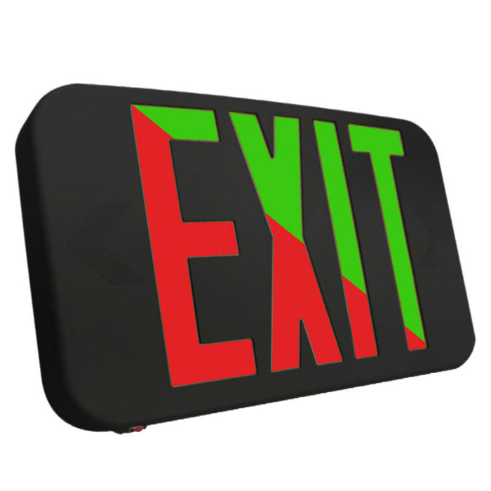 Westgate Manufacturing Compact Modern Universal Exit Sign Bi-Color Red/Green Default To Red Two Circuits 277V Black Housing (XTU-RG-BK-2C-277V)