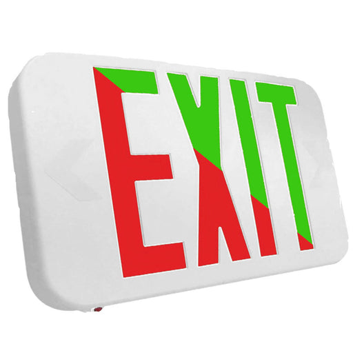 Westgate Manufacturing Compact Modern Universal Exit Sign Bi-Color Red/Green Default To Red Two Circuits 277V White Housing (XTU-RG-2C-277V)