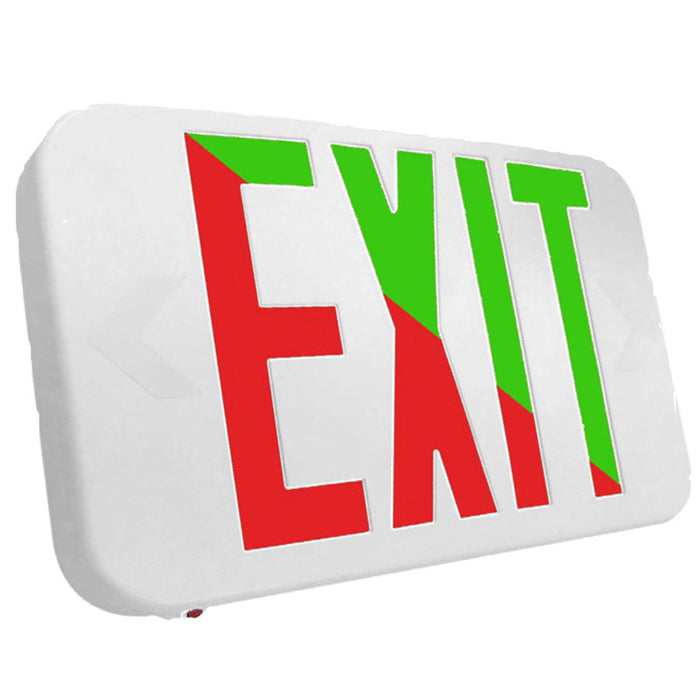 Westgate Manufacturing Compact Modern Universal Exit Sign Bi-Color Red/Green Default To Red Two Circuits 277V White Housing (XTU-RG-2C-277V)