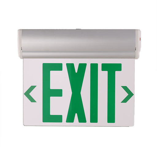 Westgate Manufacturing Edge-Lit Exit Sign Aluminum Housing Single-Face Clear Panel Green Letters White Housing (XT-EL1GCA-EM-WH)