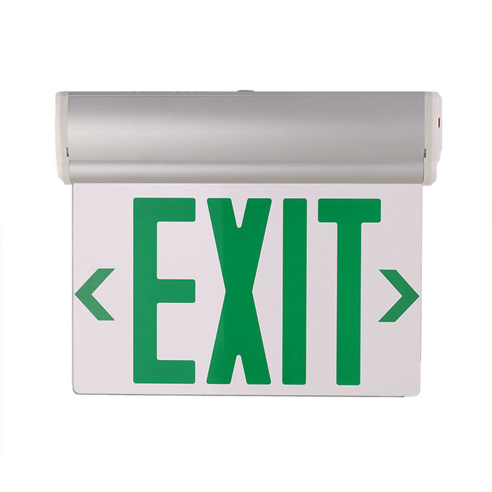 Westgate Manufacturing Edge-Lit Exit Sign Aluminum Housing Single-Face Clear Panel Green Letters White Housing (XT-EL1GCA-EM-WH)