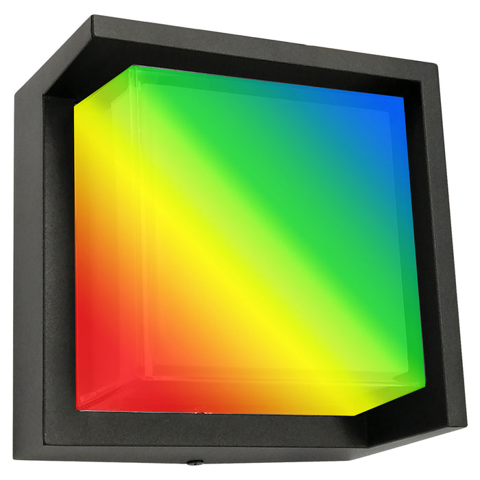 Westgate Manufacturing 6 Inch Square Indoor/Outdoor Wall Sconce 12W CCT Selectable 2700K/3000K/3500K/4000K/5000K And RGB 650Lm WG App Or Remote Control Black (LRS-H-RGBW-BK)