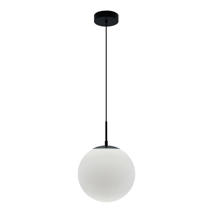 Westgate Manufacturing 12 Inch Frosted Glass E26 Architectural Globe Pendant 67 Inch Pendant Drop Black (LCFG-12-E26-FR-BK)