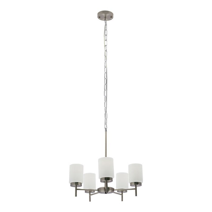 Westgate Manufacturing LCFE Series Lamp-Ready 5-Lamp Chandelier 8 Foot Adjustable Chain/Cord Brushed Nickel (LCFE-E26-P5L-BN)