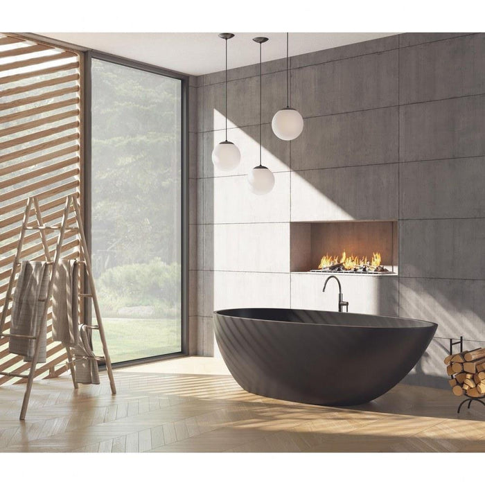 Progress Lighting Atwell Collection 1-Light Medium Hanging Pendant Matte Black Finish Etched Opal Glass (P500462-31M)