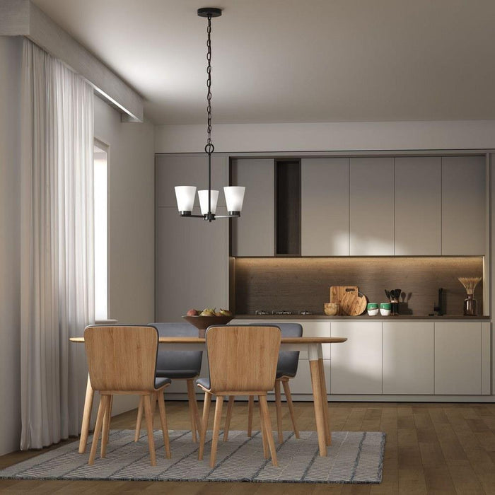 Progress Lighting Tanner Collection 3-Light Chandelier Matte Black Finish Etched Glass (P400400-31M)