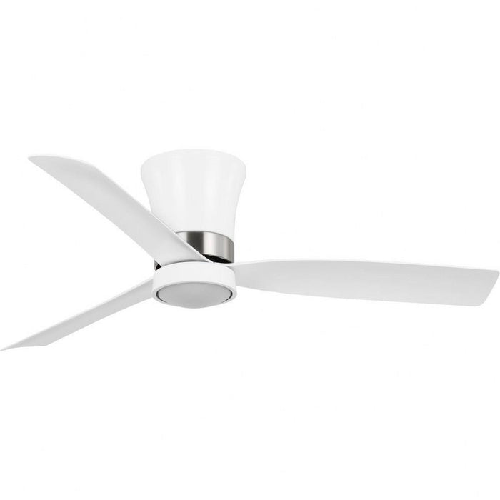 Progress Lighting Brant Collection 52 Inch 3-Blade Ceiling Fan Satin White Finish White Opal Glass (P250121-028-30)