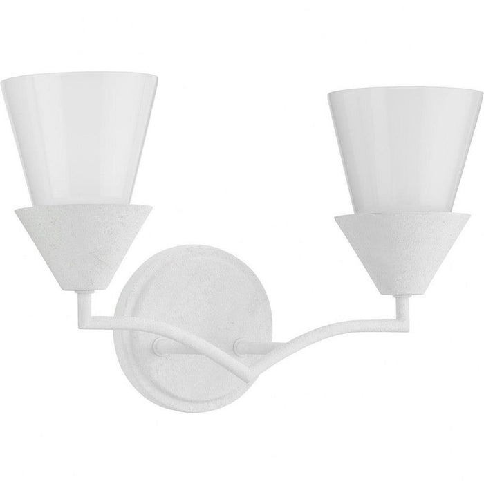 Progress Lighting Pinellas Collection 2-Light Bath /Vanity Light White Plaster Finish Opal Glass (P300496-197)