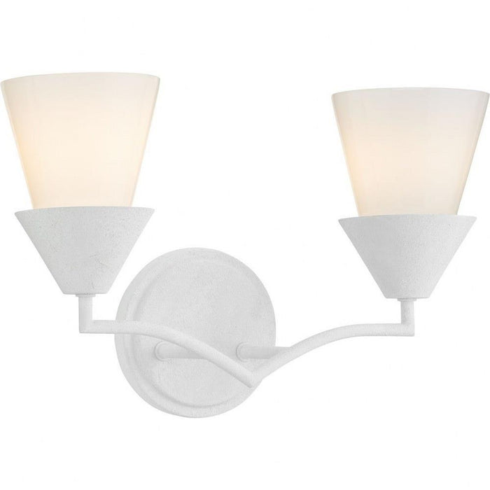 Progress Lighting Pinellas Collection 2-Light Bath /Vanity Light White Plaster Finish Opal Glass (P300496-197)