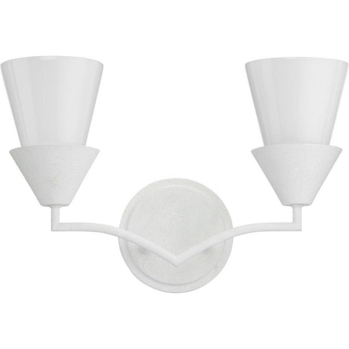 Progress Lighting Pinellas Collection 2-Light Bath /Vanity Light White Plaster Finish Opal Glass (P300496-197)