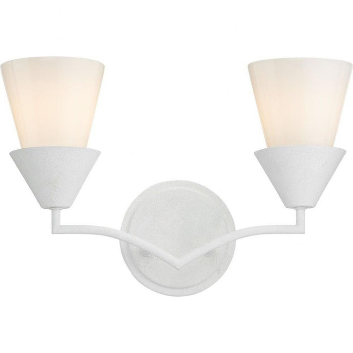 Progress Lighting Pinellas Collection 2-Light Bath /Vanity Light White Plaster Finish Opal Glass (P300496-197)