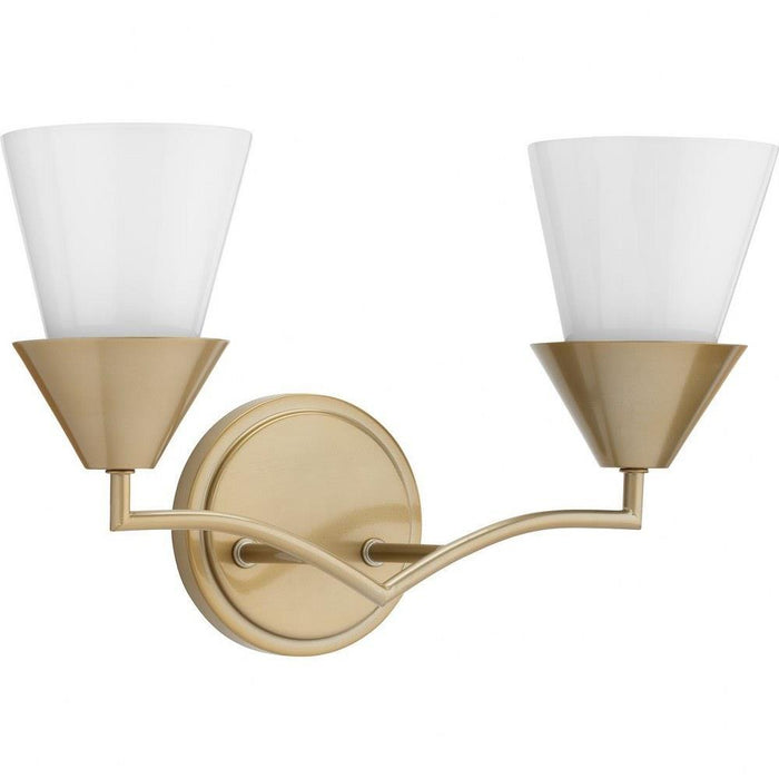 Progress Lighting Pinellas Collection 2-Light Bath /Vanity Light Soft Gold Finish Opal Glass (P300496-205)