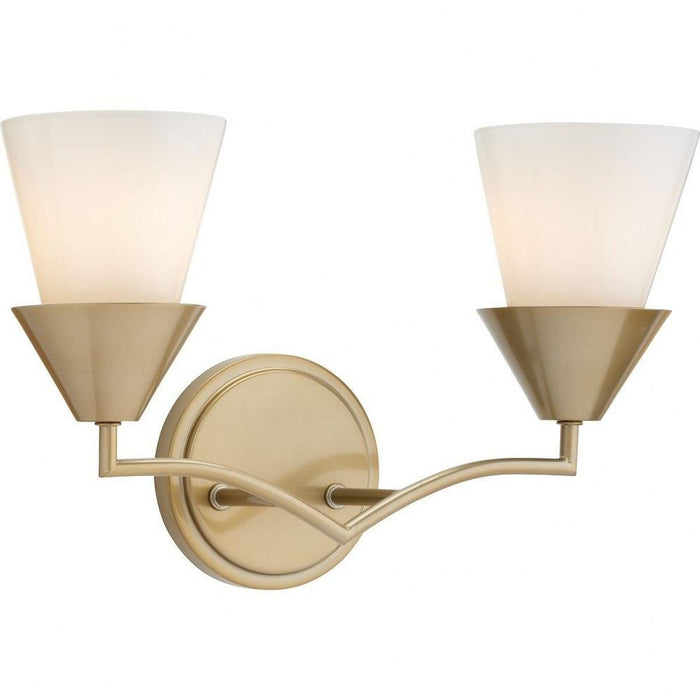 Progress Lighting Pinellas Collection 2-Light Bath /Vanity Light Soft Gold Finish Opal Glass (P300496-205)