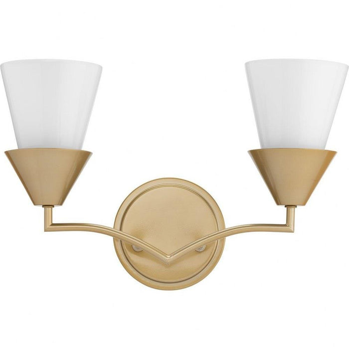 Progress Lighting Pinellas Collection 2-Light Bath /Vanity Light Soft Gold Finish Opal Glass (P300496-205)