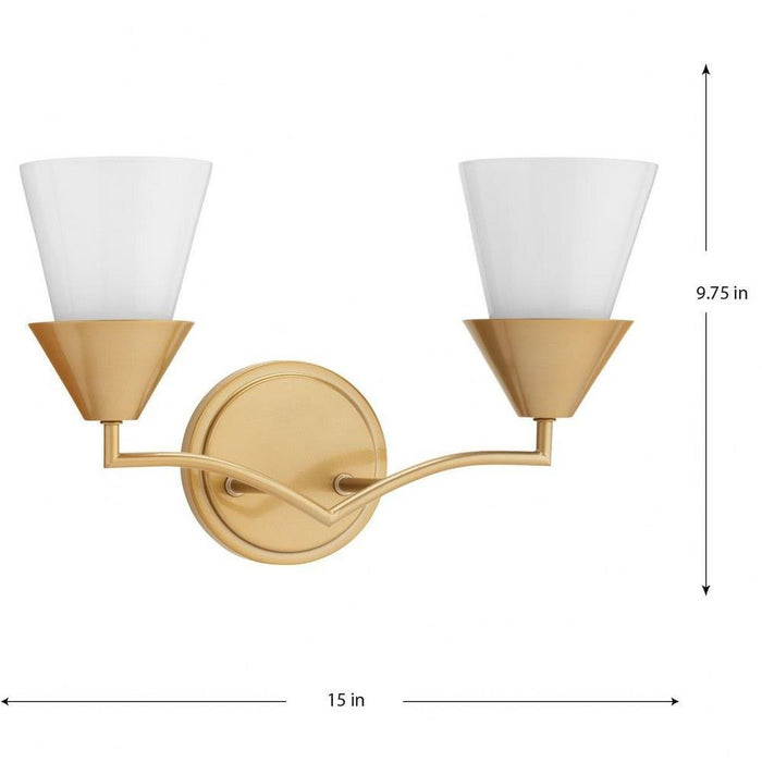 Progress Lighting Pinellas Collection 2-Light Bath /Vanity Light Soft Gold Finish Opal Glass (P300496-205)