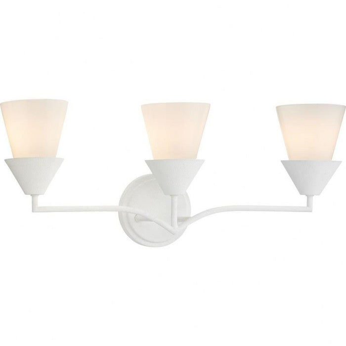 Progress Lighting Pinellas Collection 3-Light Bath /Vanity Light White Plaster Finish Opal Glass (P300497-197)