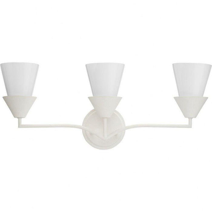 Progress Lighting Pinellas Collection 3-Light Bath /Vanity Light White Plaster Finish Opal Glass (P300497-197)