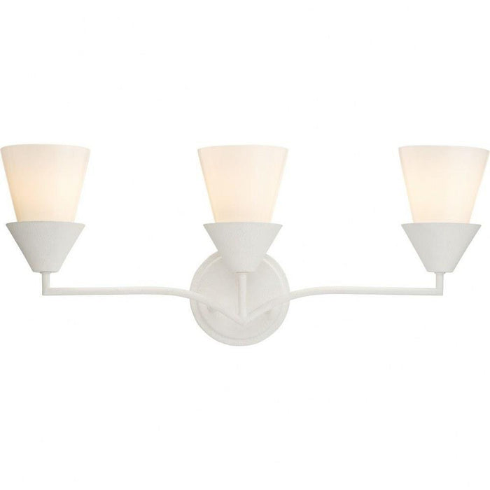 Progress Lighting Pinellas Collection 3-Light Bath /Vanity Light White Plaster Finish Opal Glass (P300497-197)