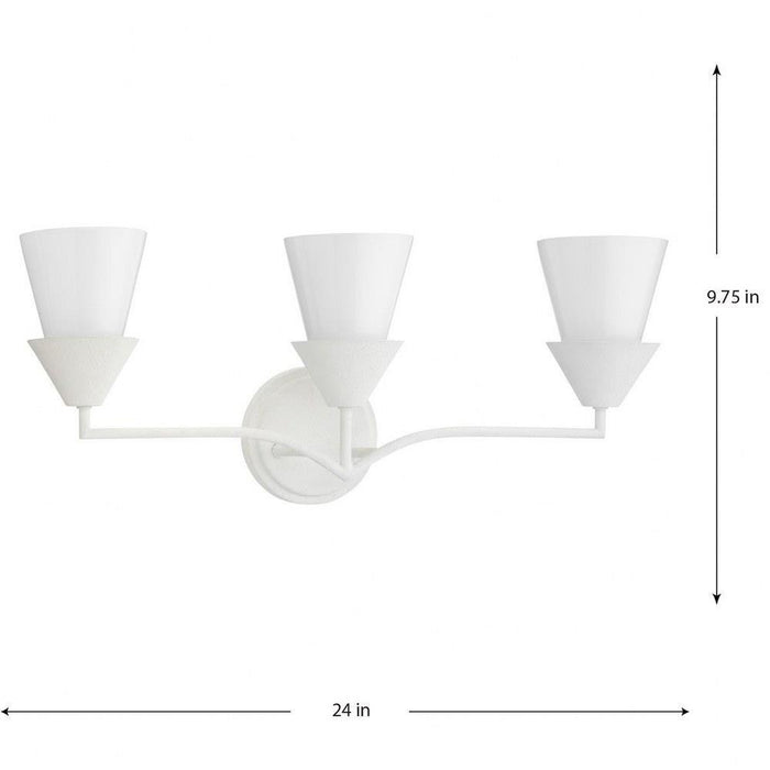 Progress Lighting Pinellas Collection 3-Light Bath /Vanity Light White Plaster Finish Opal Glass (P300497-197)