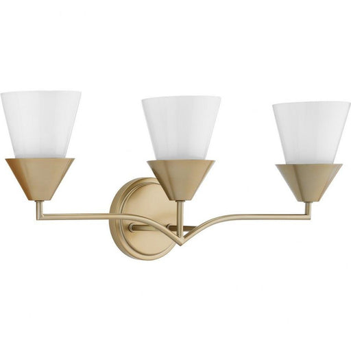 Progress Lighting Pinellas Collection 3-Light Bath /Vanity Light Soft Gold Finish Opal Glass (P300497-205)