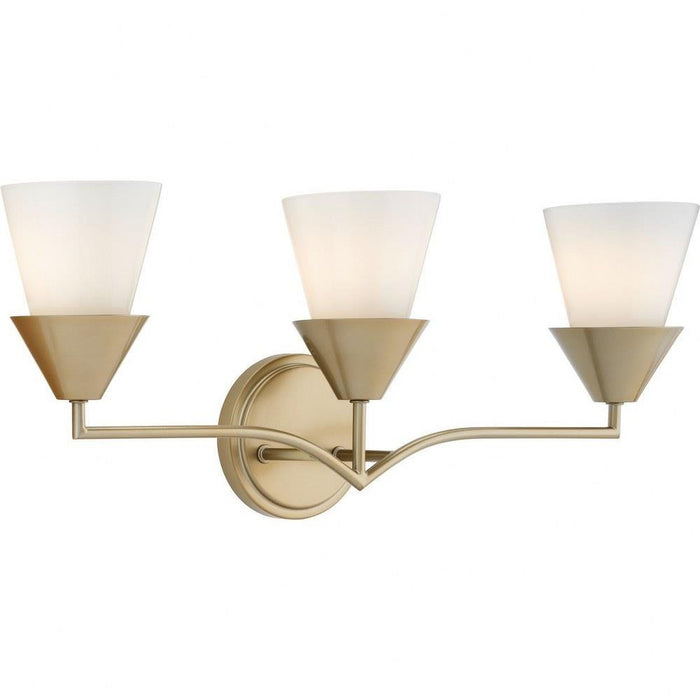 Progress Lighting Pinellas Collection 3-Light Bath /Vanity Light Soft Gold Finish Opal Glass (P300497-205)