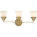 Progress Lighting Pinellas Collection 3-Light Bath /Vanity Light Soft Gold Finish Opal Glass (P300497-205)