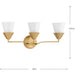 Progress Lighting Pinellas Collection 3-Light Bath /Vanity Light Soft Gold Finish Opal Glass (P300497-205)