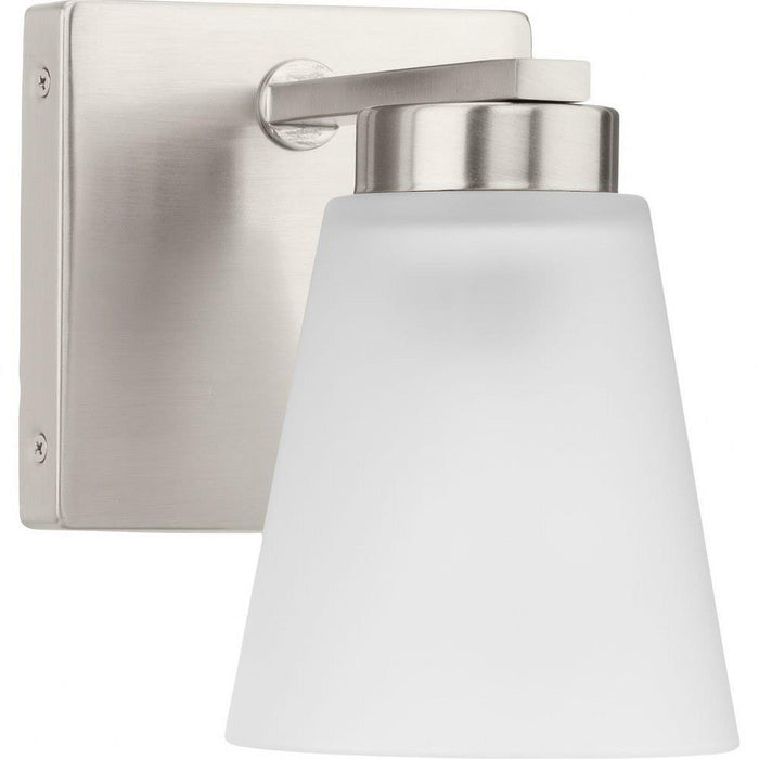 Progress Lighting Tanner Collection 1-Light Bath /Vanity Light Brushed Nickel Finish Etched Glass (P300499-009)