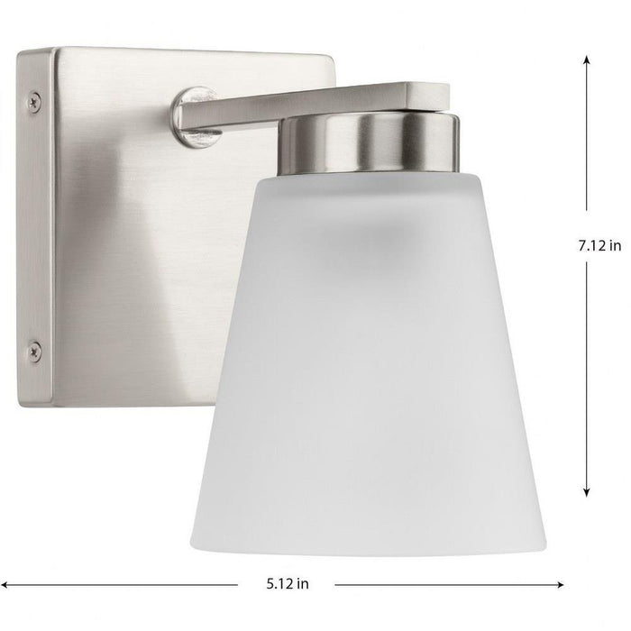Progress Lighting Tanner Collection 1-Light Bath /Vanity Light Brushed Nickel Finish Etched Glass (P300499-009)