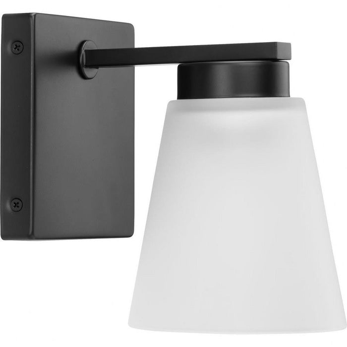 Progress Lighting Tanner Collection 1-Light Bath /Vanity Light Matte Black Finish Etched Glass (P300499-31M)