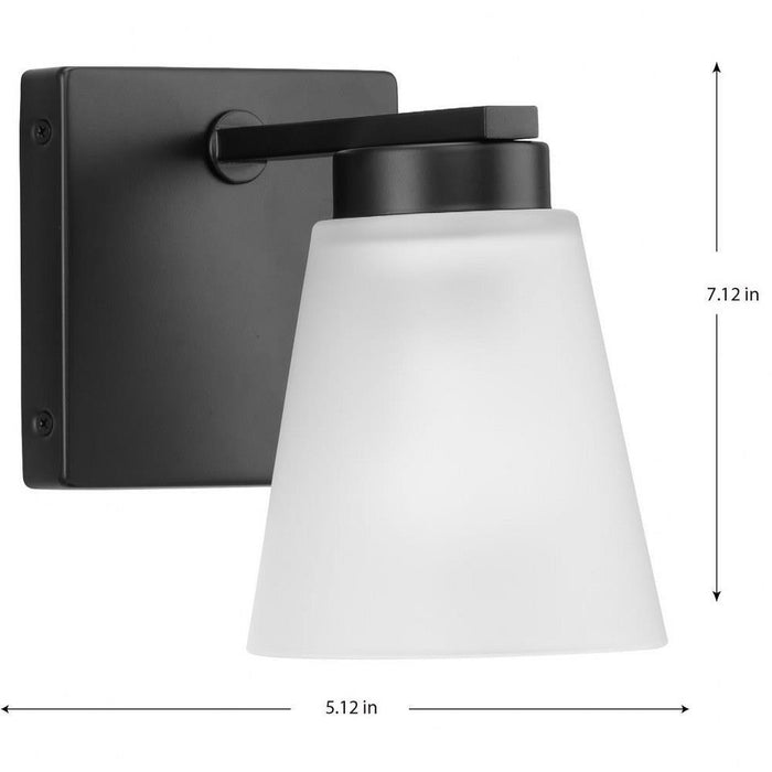Progress Lighting Tanner Collection 1-Light Bath /Vanity Light Matte Black Finish Etched Glass (P300499-31M)