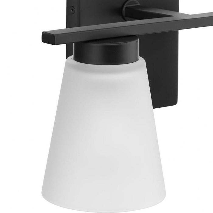 Progress Lighting Tanner Collection 2-Light Bath /Vanity Light Matte Black Finish Etched Glass (P300500-31M)