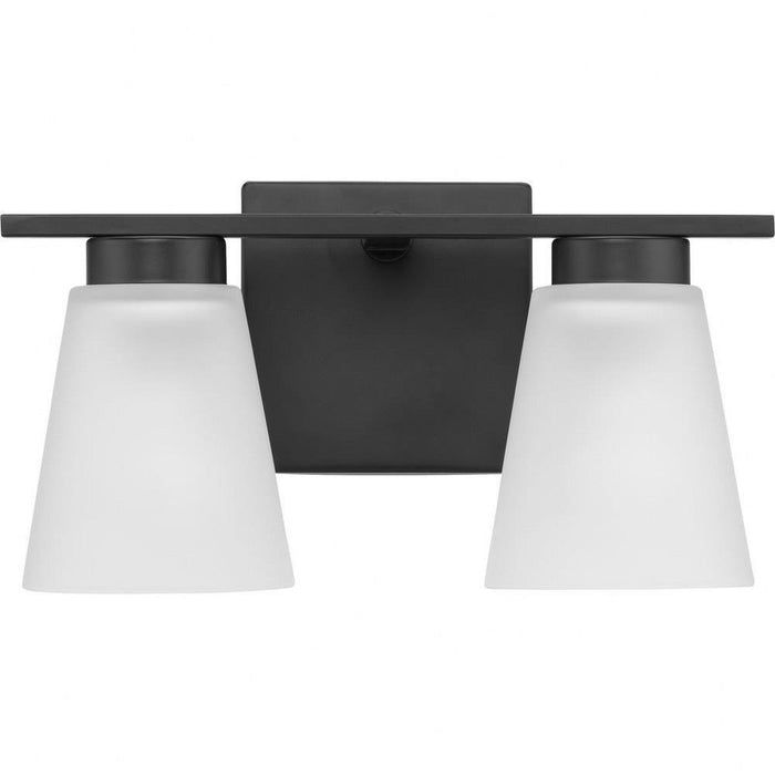 Progress Lighting Tanner Collection 2-Light Bath /Vanity Light Matte Black Finish Etched Glass (P300500-31M)