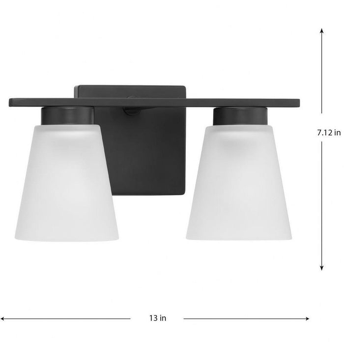 Progress Lighting Tanner Collection 2-Light Bath /Vanity Light Matte Black Finish Etched Glass (P300500-31M)