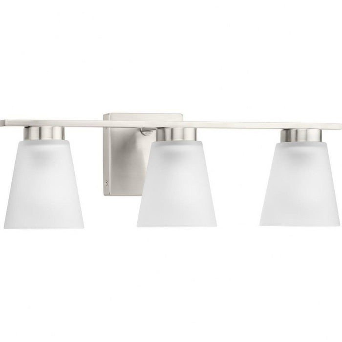 Progress Lighting Tanner Collection 3-Light Bath /Vanity Light Brushed Nickel Finish Etched Glass (P300501-009)